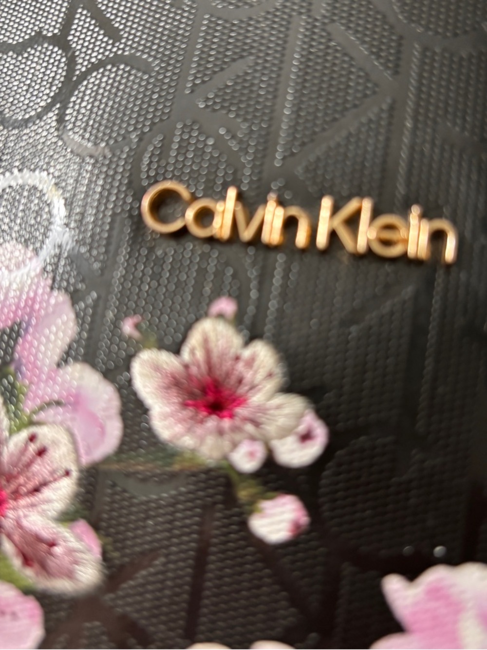Calvin Klein Handbag with Pink Floral Print and Gold Chains - Picture 3 of 9